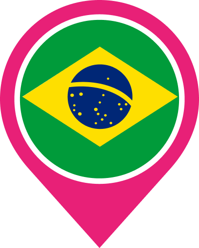 Map pin with Brazilian flag at centre
